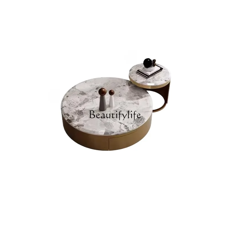 

Natural Luxury Stone Endtable Italian Simple Designer Model Coffee Table Combination High-End High-End Sense