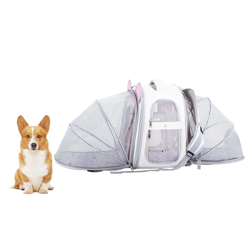 Pet Backpack Cat Carrier Bag Portable Breathable Travel Cat Bag Outdoor Backpack Puppy Handbag Large Space Expandable Kitty Cage