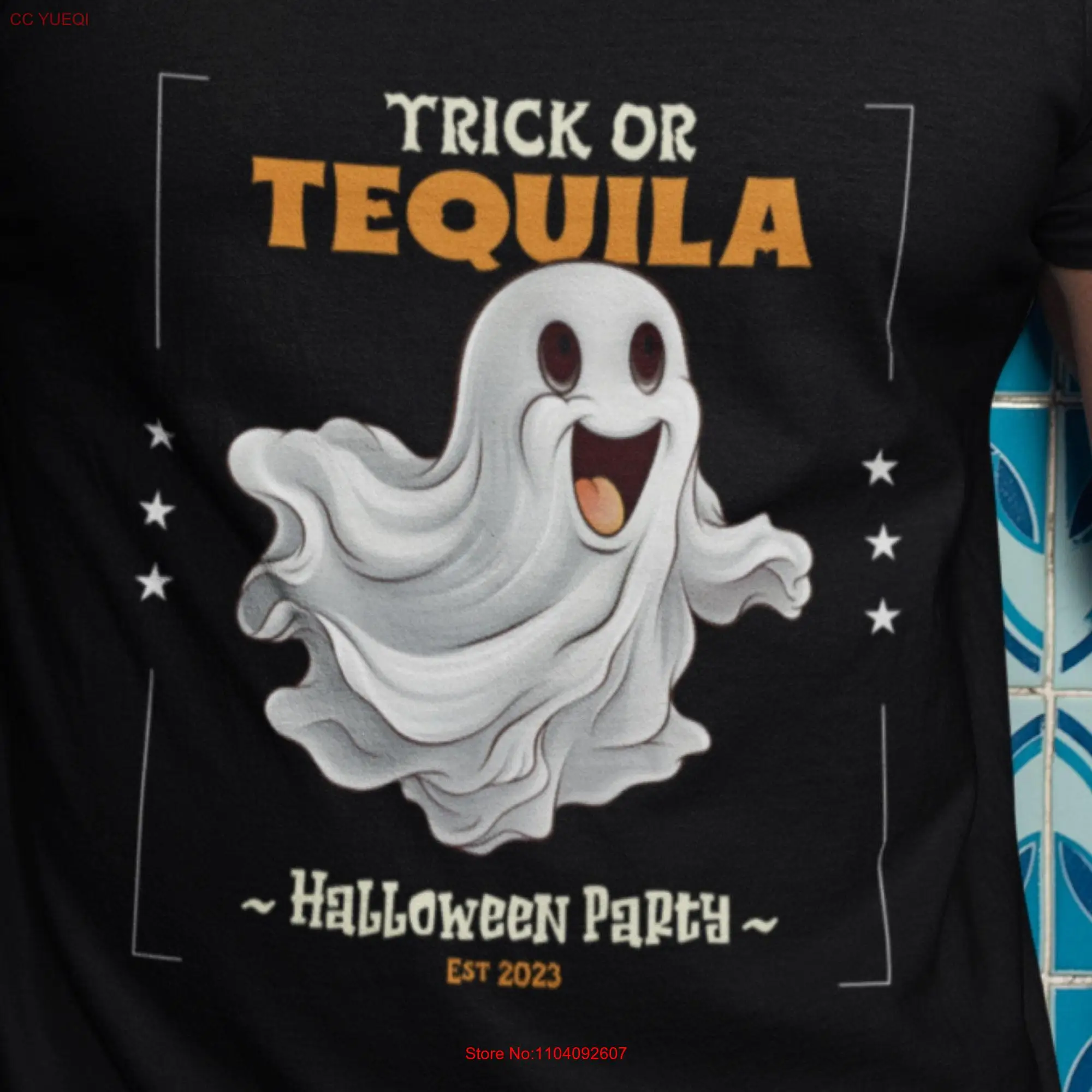 Fun Halloween t shirt Heavy Cotton drinking spooky ghosT Trick or tequila funny quote top treat gift