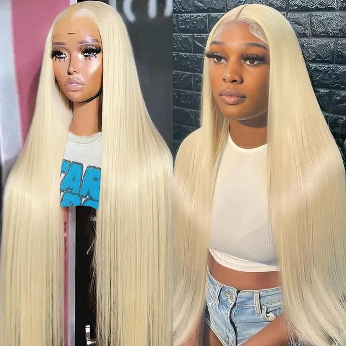 باروكة أمامية من الدانتيل الشفاف عالي الدقة 13*6 مستقيمة مقاس 36 بوصة وكثافة 220% # 613 شعر مستعار بشري برازيلي حقيقي أشقر عسلي للنساء