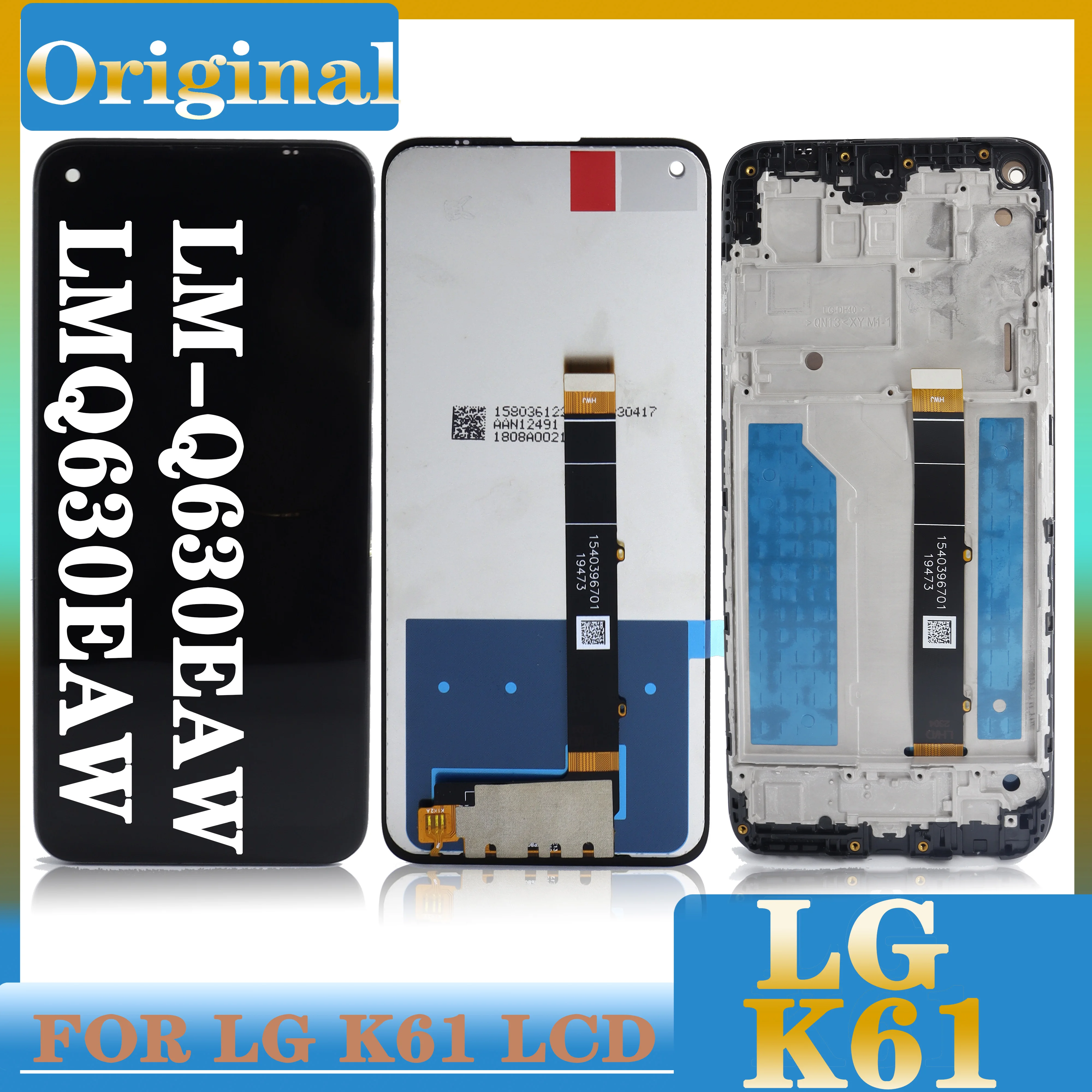 

6.53"Original Tested LCD For LG K61 LCD Touch Screen Digitizer Assembly With Frame For LG K61 LCD LMQ630EAW LM-Q630EAW Display