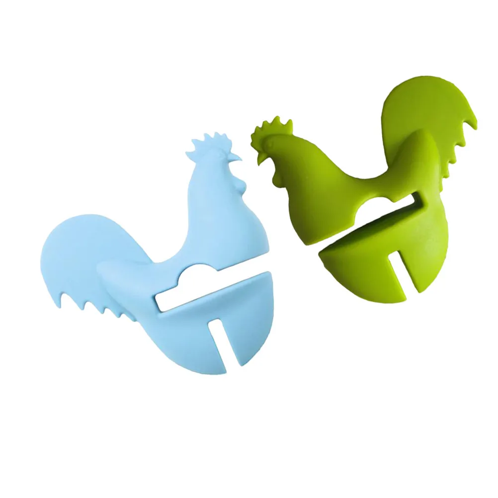 2Pcs Silicone Pot Side Clip Cartoon Animal Shape Spill-Proof Overflow Stopper Cooking Utensil Holder Anti-Scald Pot Clip Chick