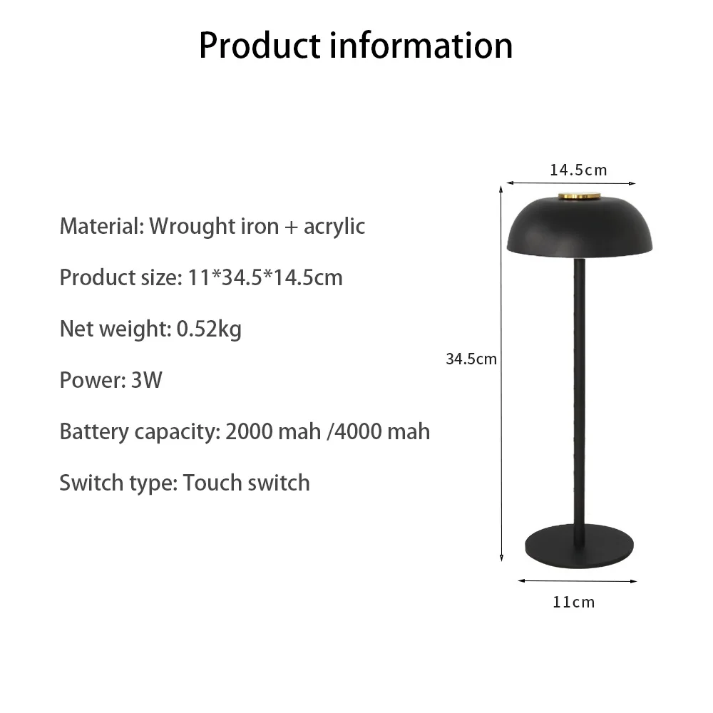 Scandinavian LED tall table lamp restaurant bar bedroom bedside desk lamp rechargeable light luxury atmosphere decorative lamps