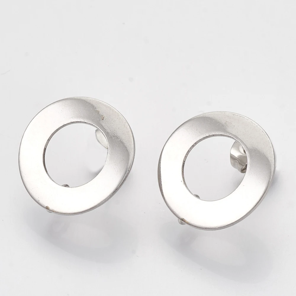 

Non-Tarnish 304 Stainless Steel Stud Earring Findings with Loop Curved Ring Stainless Steel Color 18mm Hole: 3mm Pin: 0.8mm