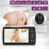 5.0 Inch Video Baby Monitor With Pan Tilt Camera Wireless Two Way Audio Night Vision Security Babysitter VOX Wake Up USB Charge