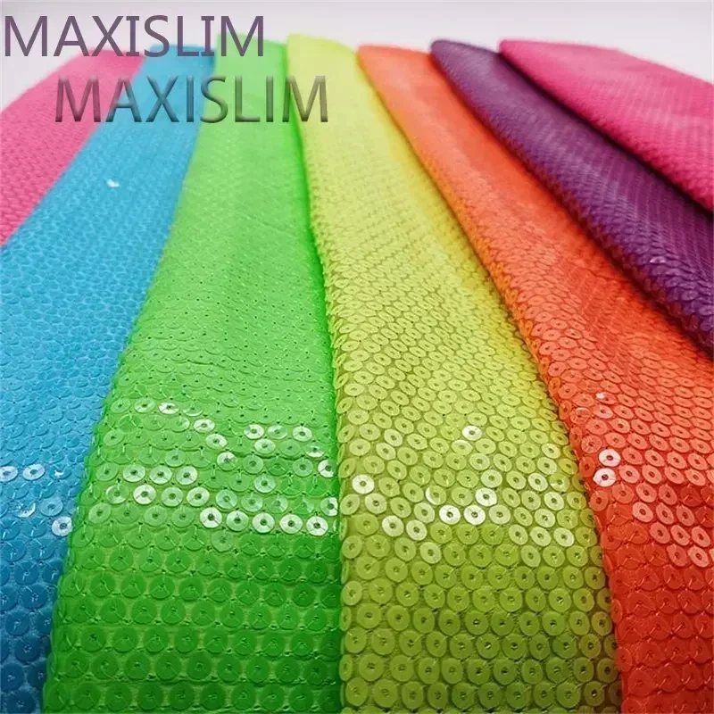 Nuovi tessuti di paillettes con ricamo in raso da 5MM borse per cucire fai da te vestito vestito gonne corte 19 colori materiali di moda popolari