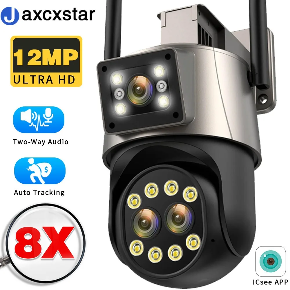 

12MP 6K PTZ IP Camera Outdoor Dual Screen Automatic Tracking 8x Zoom CCTV Monitoring Outdoor Security IP Camera ICSEE