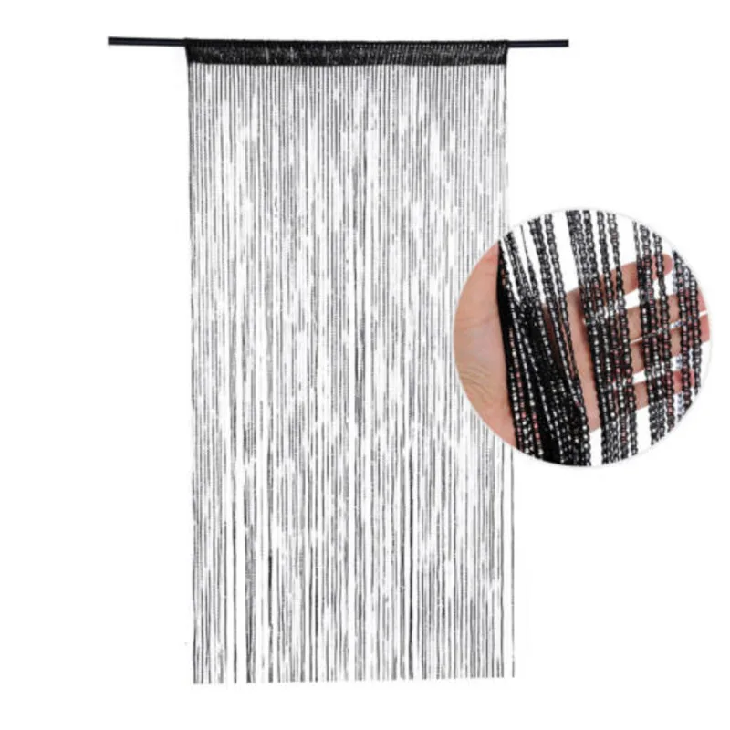 Hanging Beaded Curtain String Door Window Curtains Tassel Fly Screen Panel Black