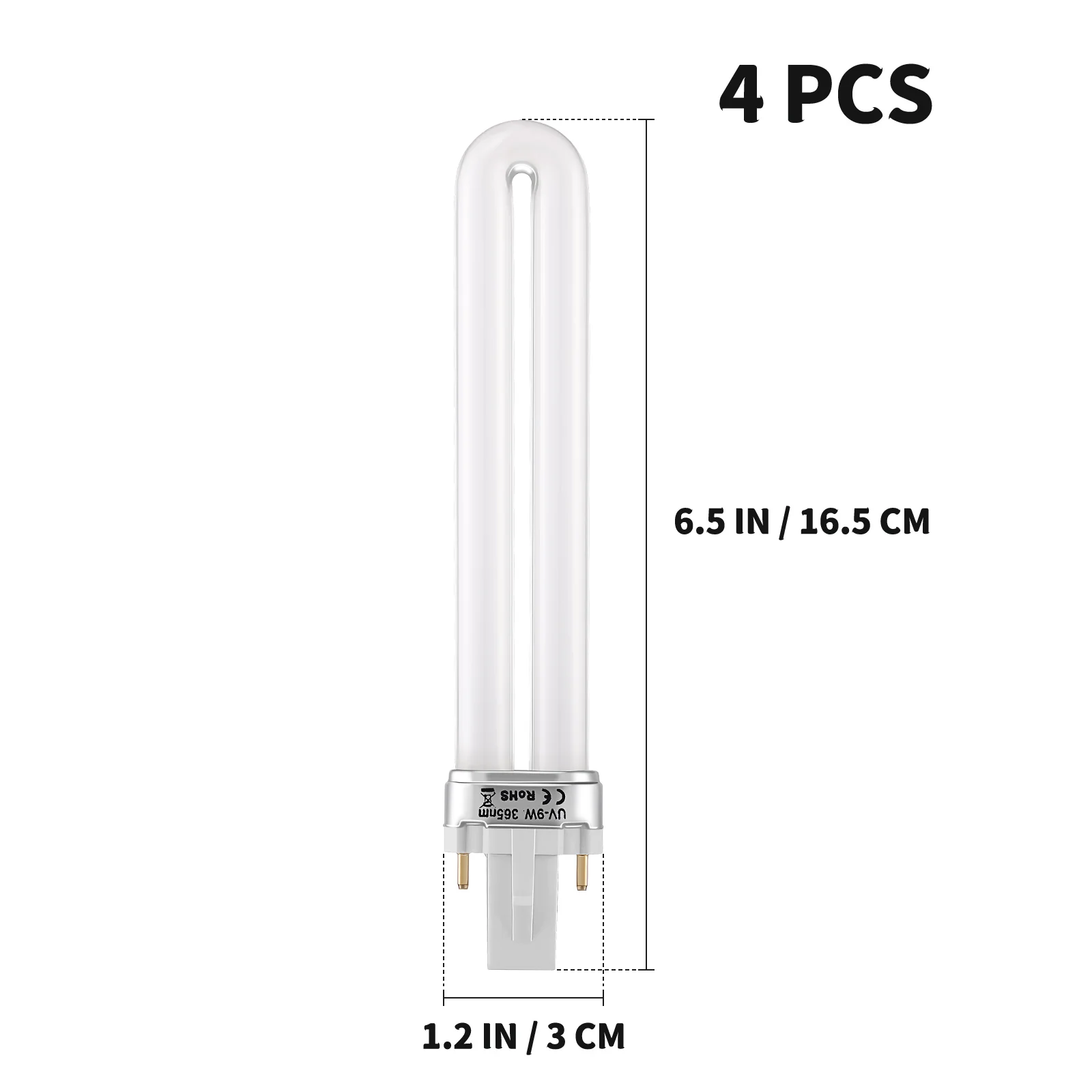 4 pces 9w em forma de u 365nm prego lâmpada uv tubo de luz para unhas máquina de fototerapia