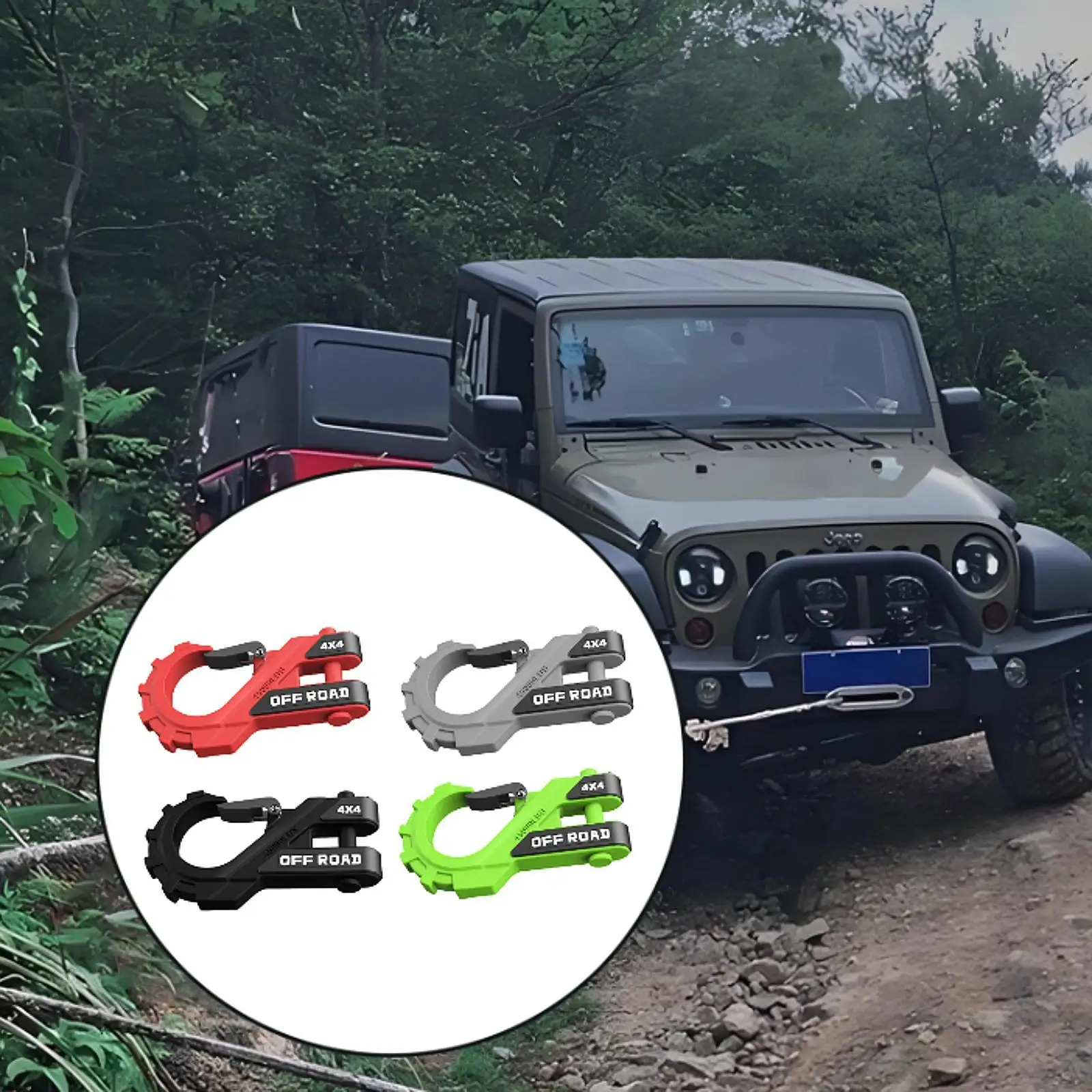 Trailer Hooks Accessory Heavy Duty Flat Winch Shackle Connector with Rubber Guard for SUV Truck Off Road
