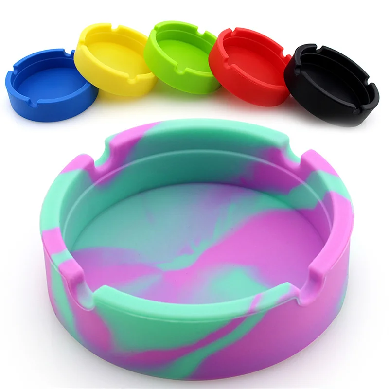 

Creative Round Luminous Luminous Silicone Soft Ashtray Smoking Cigarette Cigar Weed Accessories Home Desk Accessories Ashtray