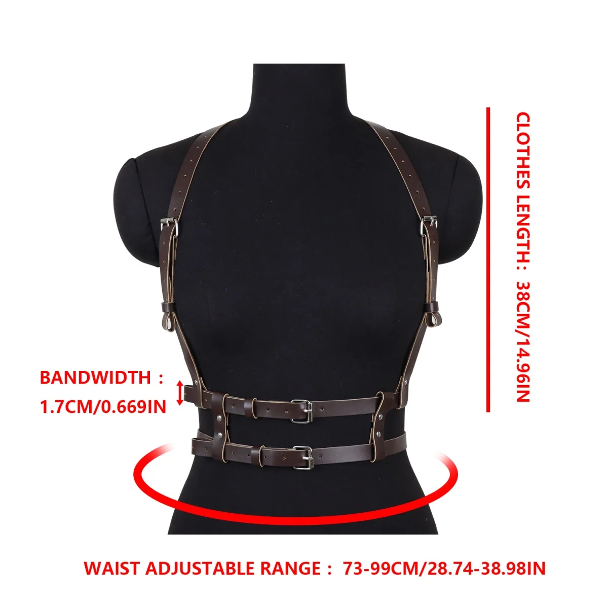 Damen Kunstleder-Set Steampunk Brustgurt + Oberschenkelholster Mittelalterliches Piraten-Cosplay-Kostüm Zubehör Halloween – Detail 2