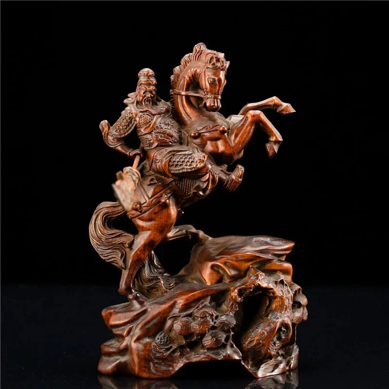 Three Kingdom Guan Yu Figurine Knight Chinese History Figures Guan Gong Wood Statue Feng Shui Home Decorations