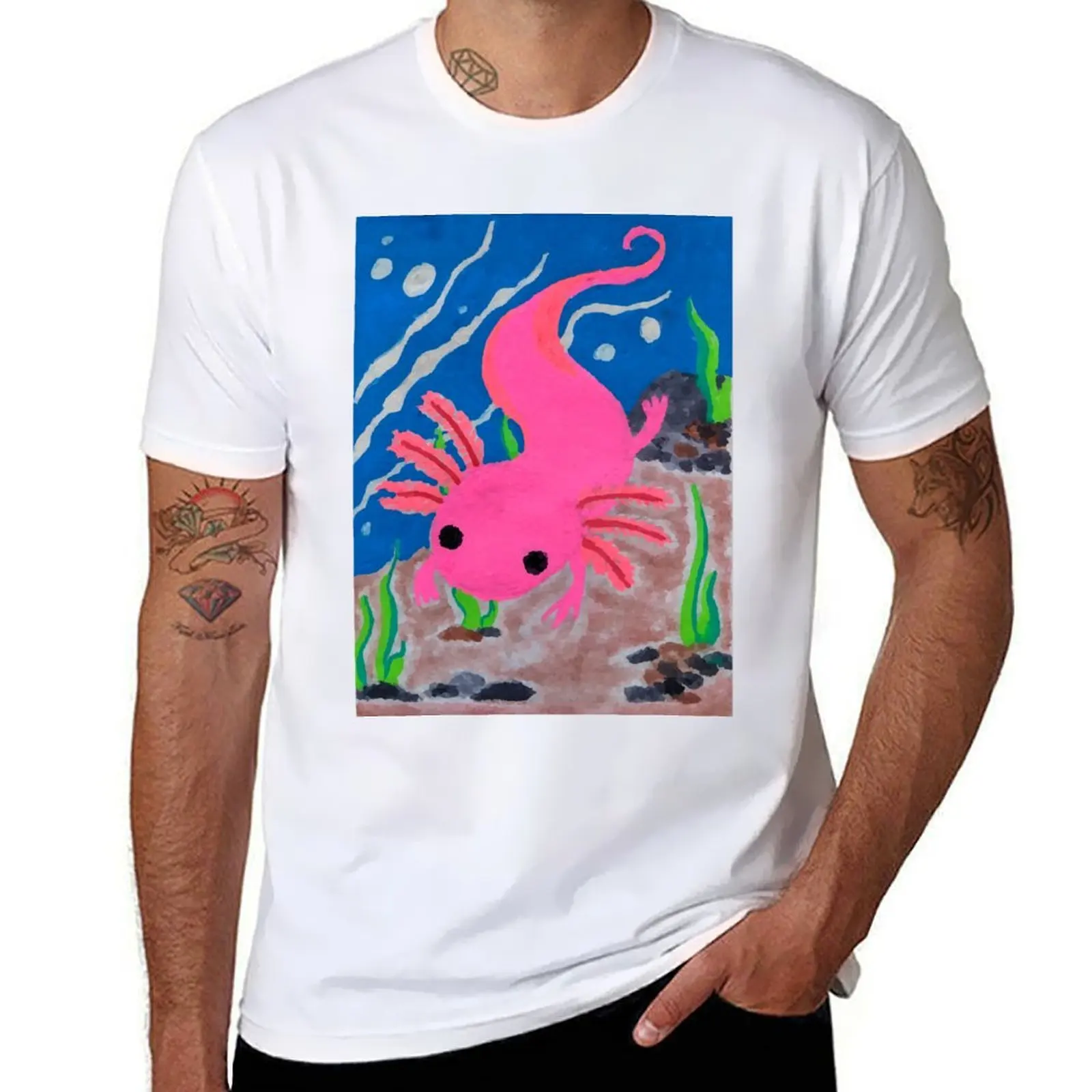 

Curious Axolotl T-Shirt t shirt men 100% cotton luxury brand man t shirts high quality luxury brand T-Shirt