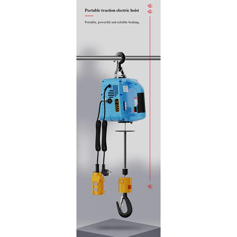 Portable Electric Hoist Electric Winch Wireless Remote Control 220V Small Crane Home Decoration Crane Portable Lifting Winch