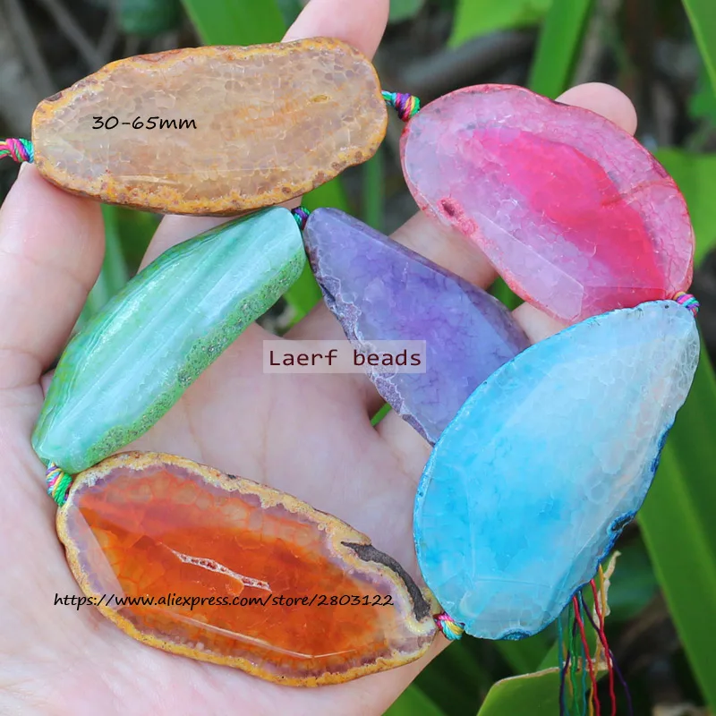 Around 20-65mm  Natural Bige Multicolor Agate  beads 15inch  ,For DIY Jewelry Making !