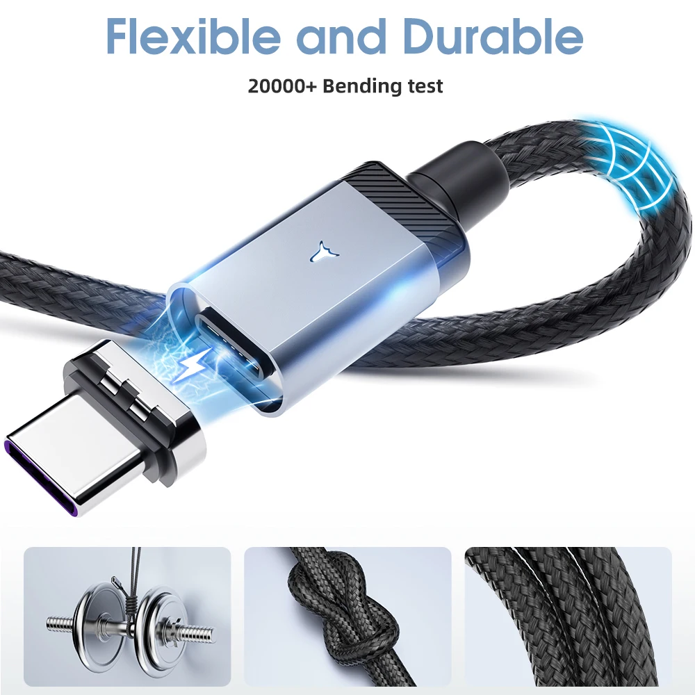 USB C Cable PD 65W Magnetic USB Type C Cable For HUAWEI XIAOMI Samsung Android Phones Tablet Magnet Data Cord Quick Charge Wire