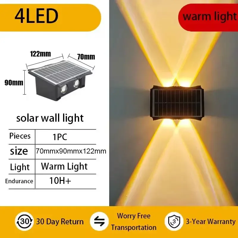 Applique Led maison extérieure solaire étanche haut et bas éclairage lumineux balcon cour décoration