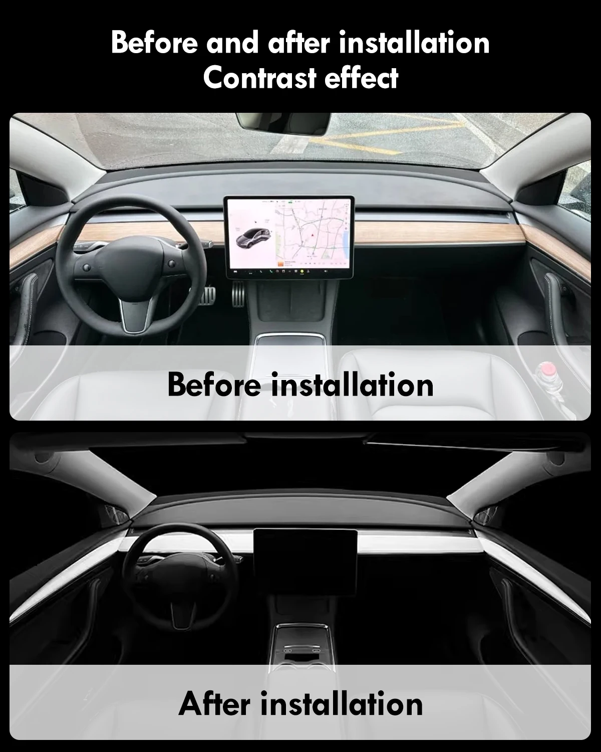 Autodeur Zijbekleding Dashboard Cover Voor Tesla Model 3 Y 2021 2022 2023 Auto Front Dashboard Centrale Controle Trim Strip