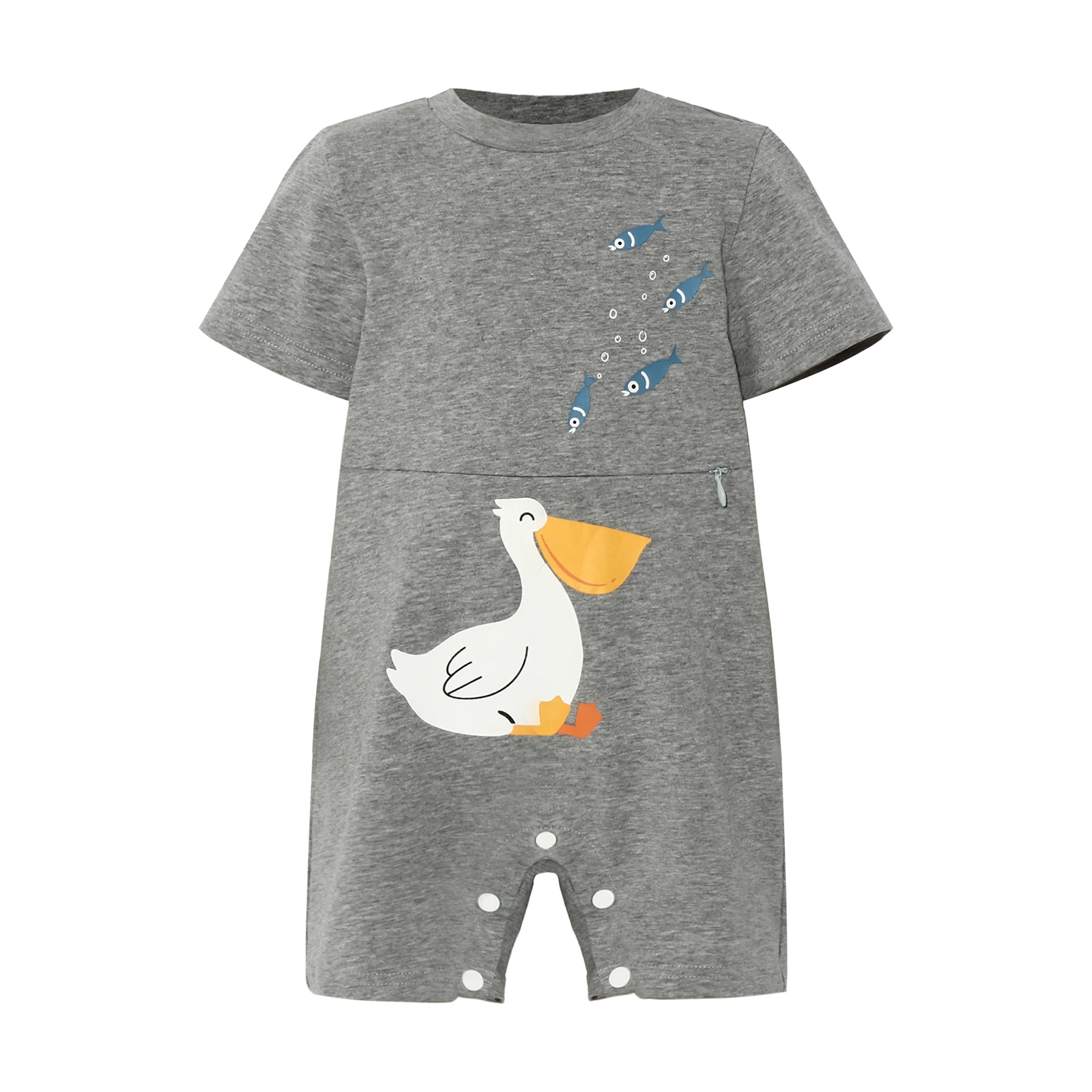 Baby Special Needs Adaptive Jumpsuit Short Sleeve Button Crotch Soft Bodysuit with Feeding Tube Access Easy to Change Diapers