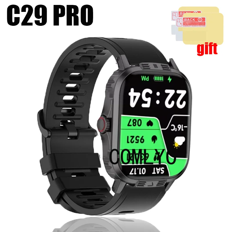 Voor C29 PRO Band Smart horloge Siliconen Band dames heren Zachte Sport Polsband Armband Screen Protector Film