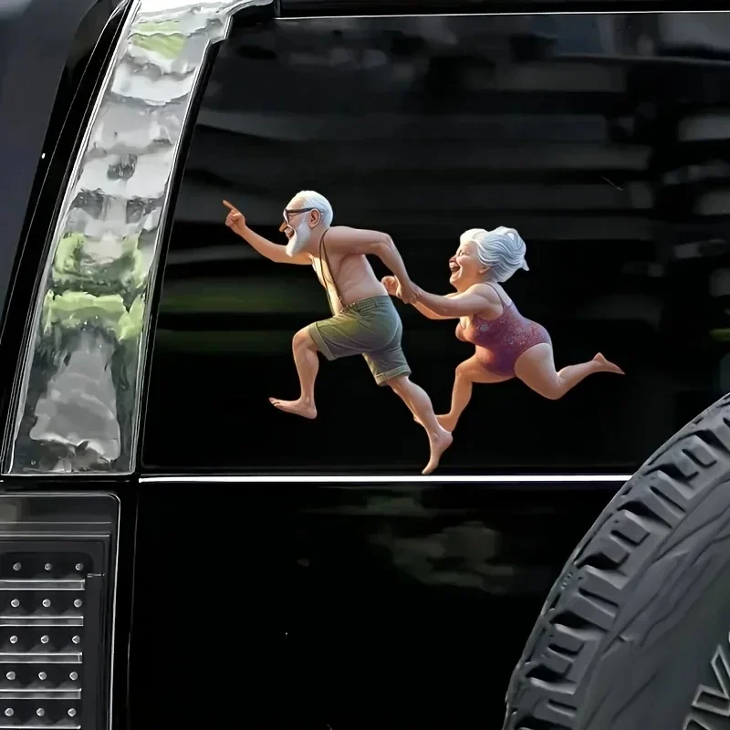 

Fun Run Loving Elderly Couple Car Bumper Window Stickers For Car Truck Van Fashion Decals Vinyl Material Stickers