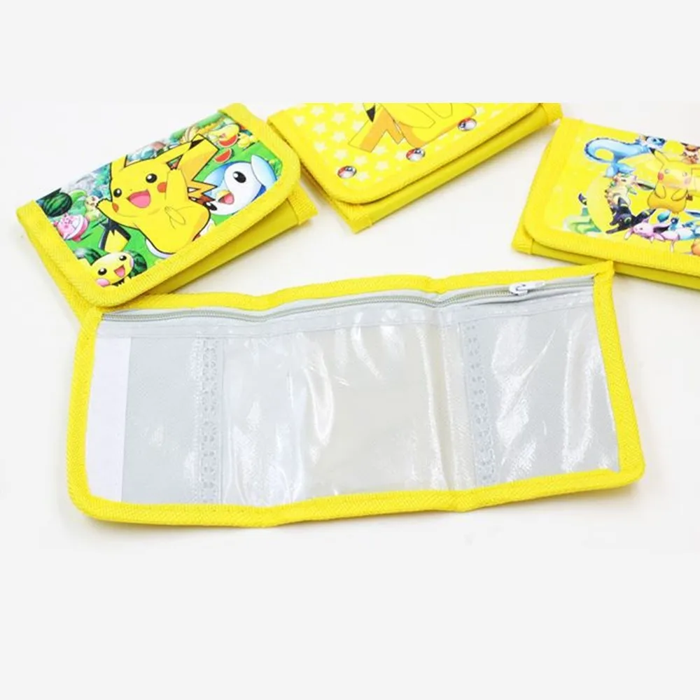 Cartera de Pokémon para niños, cartera con personaje de Pikachu de tres pliegues, cartera corta, bolso de tarjeta, Cartera de dibujos animados cero,