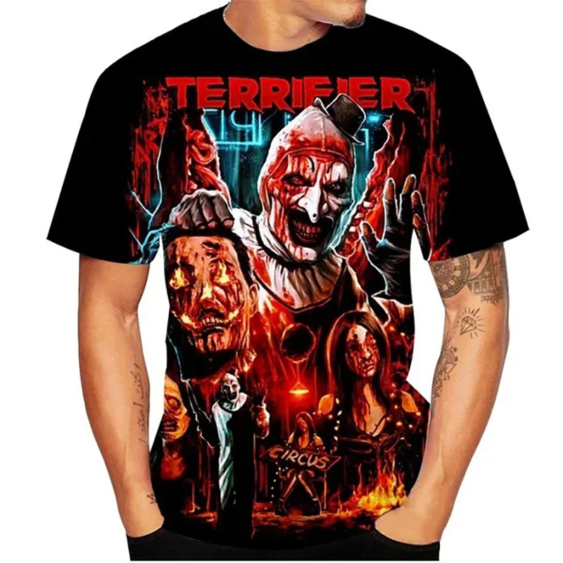 Terrifier Horror Movie 3D Print T-Shirts Men Women Fashion Streetwear Oversized Short Sleeve T Shirt Kids Tees Tops Man Clothing