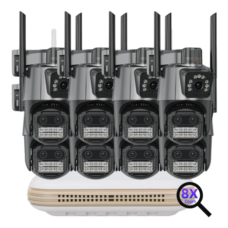 

8CH 9MP 8X Zoom Wireless Security Camera System 8X WiFi Outdoor PTZ CCTV Camera NVR Kit 6MP WiFi Dual Lens Camera System