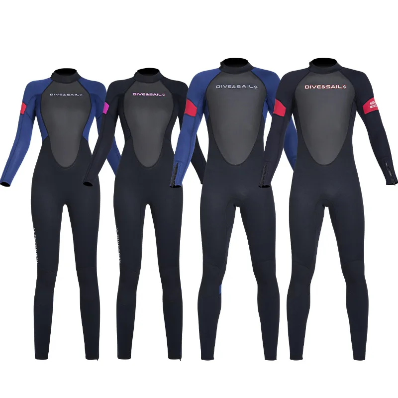 Womens Wetsuit 3mm Neoprene Long Sleeve One Piece Diving Suits with Back Zipper Scuba Suit Thermal Swimsuit Wet Suits for Water