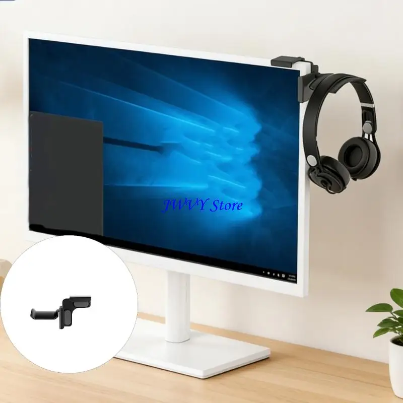 573A Adjustable Space Saving Headphone Stand Attachable to Computer Monitor Headset Holder Computer Screen Adjustment