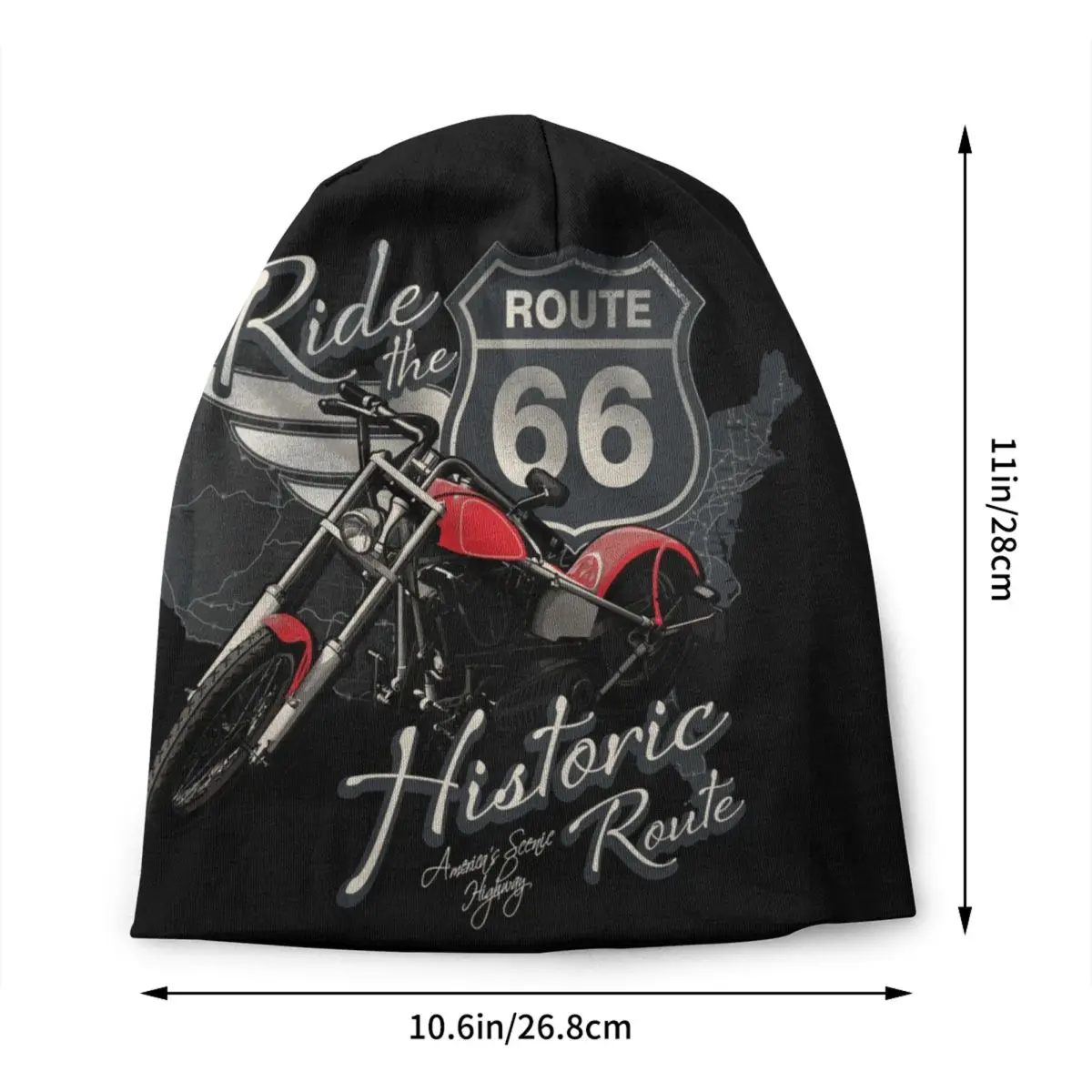 Motorcycle Ride The Historic Route 66 Bonnet Hat Knitting Hats Men Women Fashion Unisex Warm Winter Skullies Beanies Caps