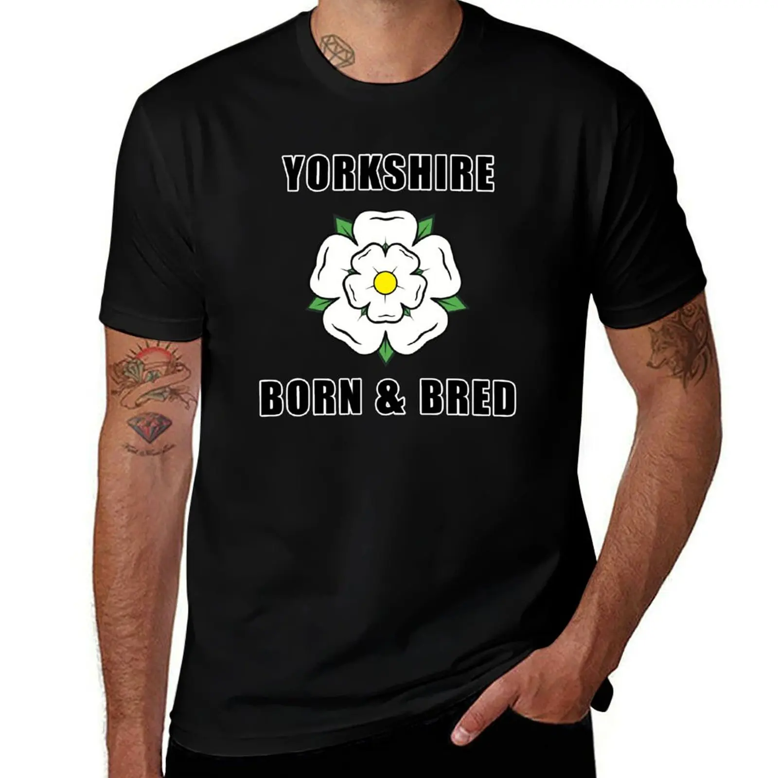 

Yorkshire Born & Bred - Yorkshire Rose - Invert Design T-Shirt Short sleeve tee graphic t shirt vintage t shirts men