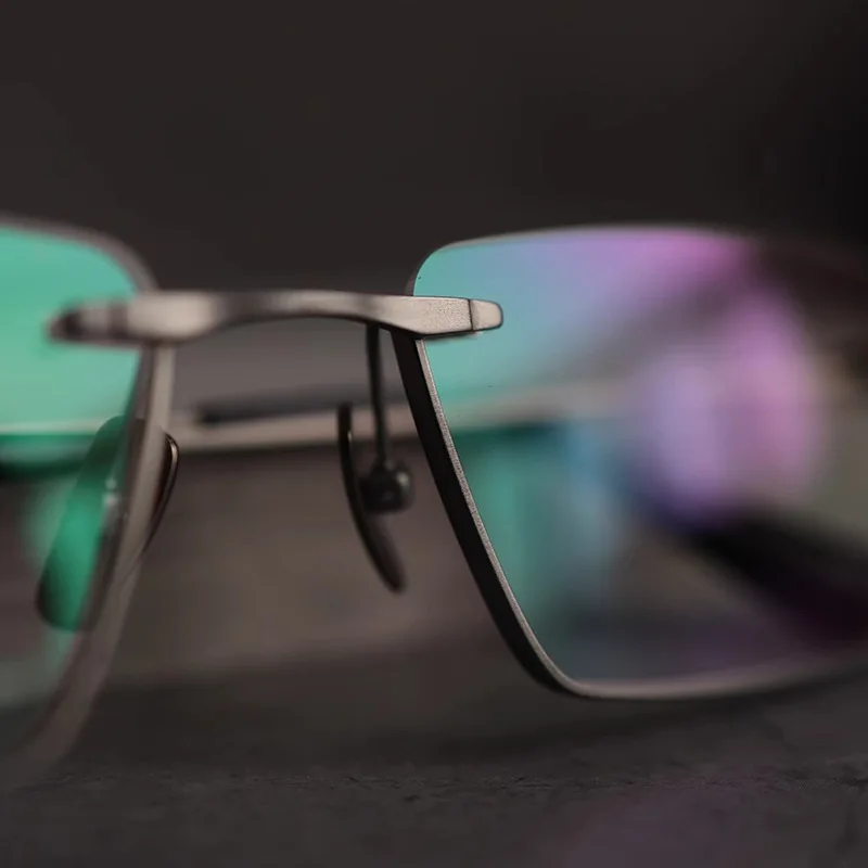 KUXA التيتانيوم النقي الرجال نصف إطار النظارات الطبية قصر النظر البصرية التقدمي واضح الصحيح رؤية العين المضادة للأشعة فوق البنفسجية العدسات Eyewea