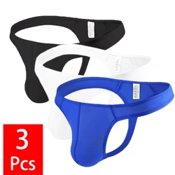 3PCS/Lot Low Waist Men Thong Sexy Ultra Thin Underwear Mini Panties T-back Ice Silk Bulge Penis Pouch G-String Underpants Tanga