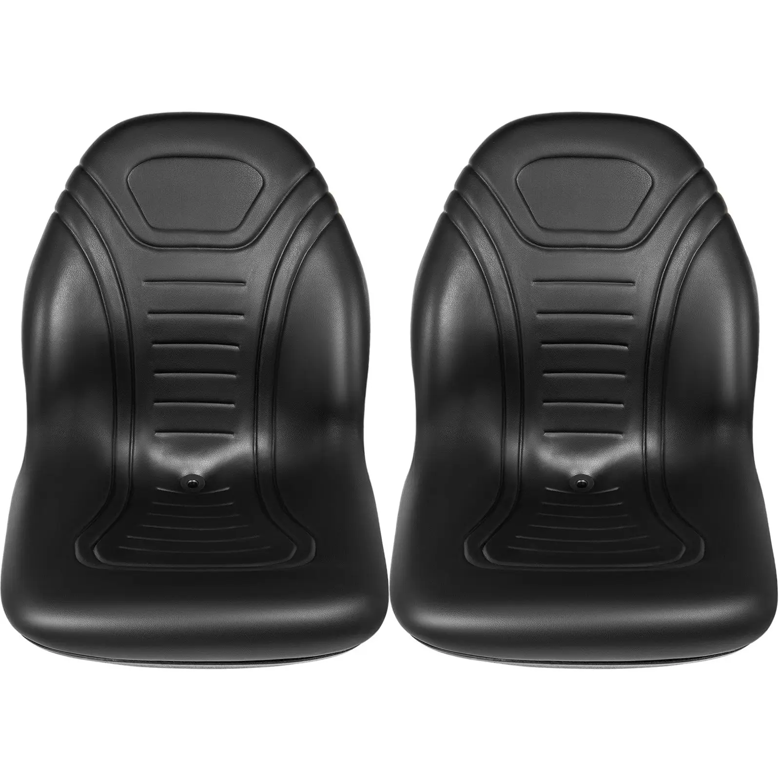 Universal Tractor Seat Replacement 2 Pack, Compact High Back Mower Seat Pair, Black Vinyl Forklift Seat, Central Drain Hole