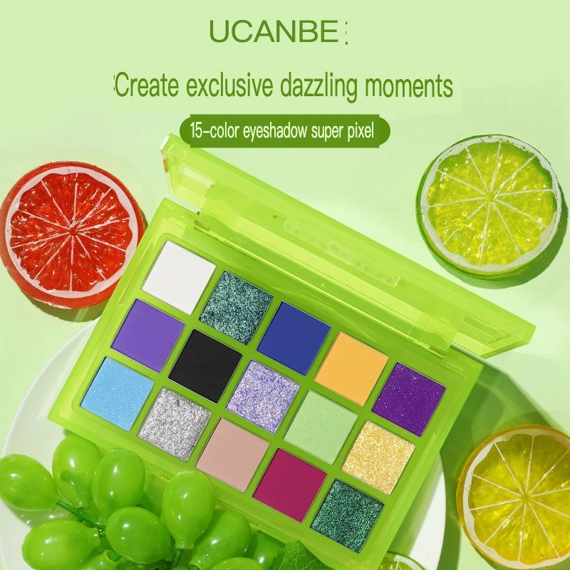 Ucanbe 15 色アイシャドウパレットスーパーピクセル春夏ドーパミン学生高彩度ステージパフォーマンスコスプレメイクアップ