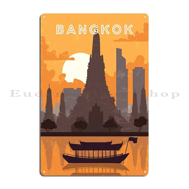 بانكوك تايلاند الرجعية السفر الحد الأدنى ملصق علامة معدنية جدار اللوحة تصاميم حفلة مضحك غرفة المعيشة تين تسجيل ملصق #1