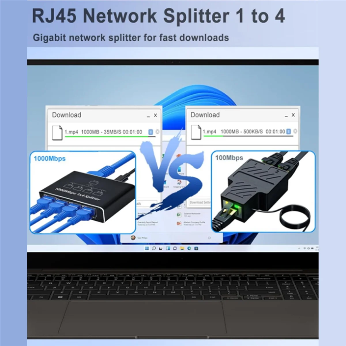 Switch Ethernet Gigabit com Cabo de Alimentação USB, Divisor Ethernet 1000Mbps, 1 a 4 de Saída, para Cat 5, 5E, 6, 7, 8, 5 Portas