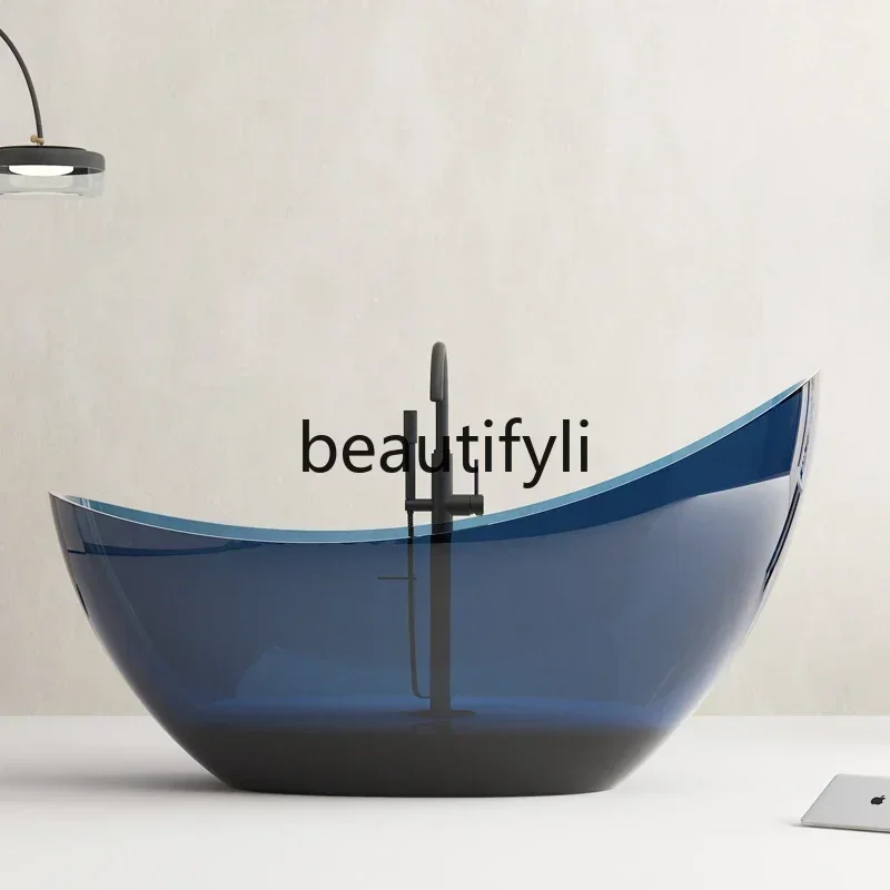 TTT Moon-shaped transparent resin art bathtub Hotel B & B Color crystal freestanding integrated bathtub