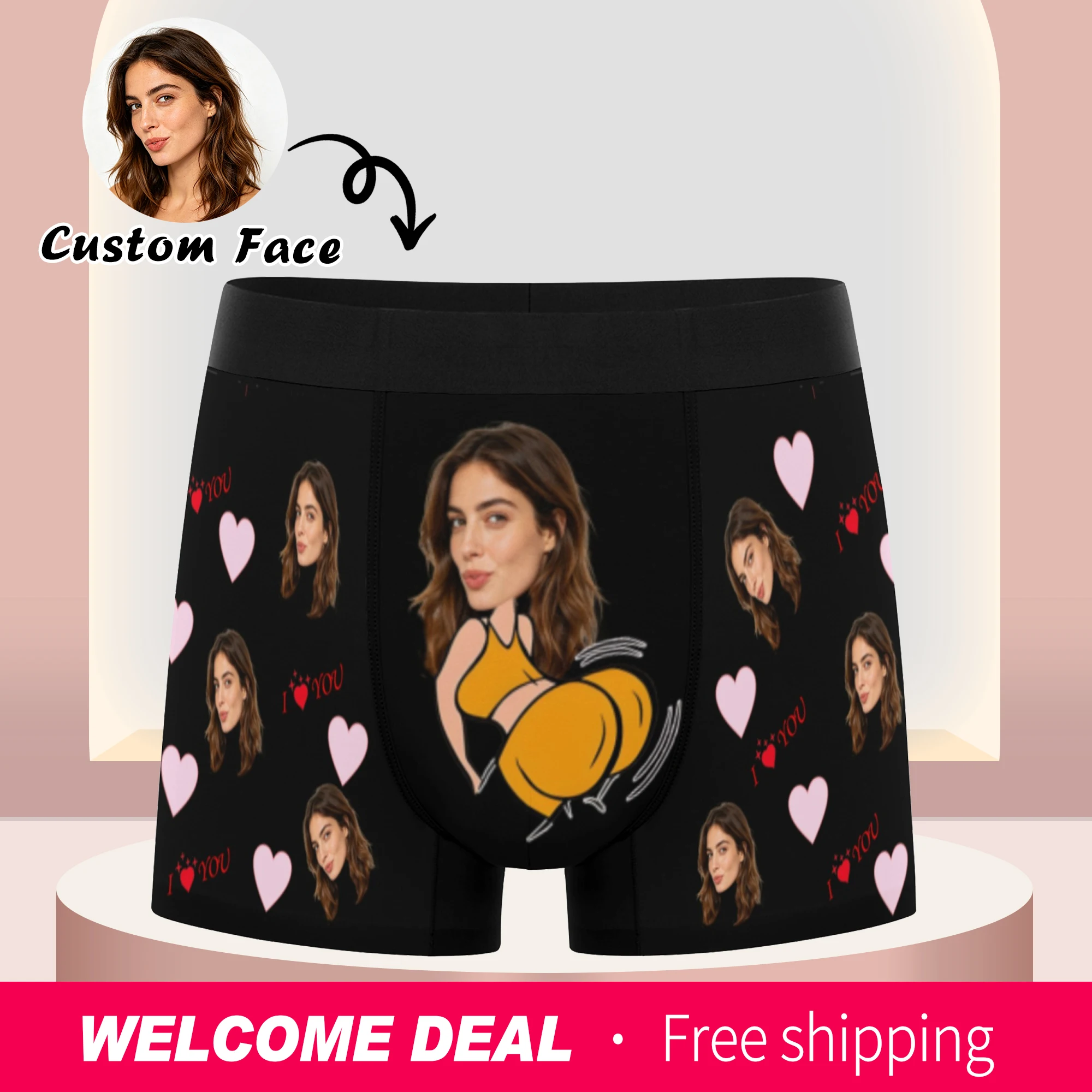 Personalized facial photo customization flat underwear customization men's Valentine's Day gift for husband gift for father
