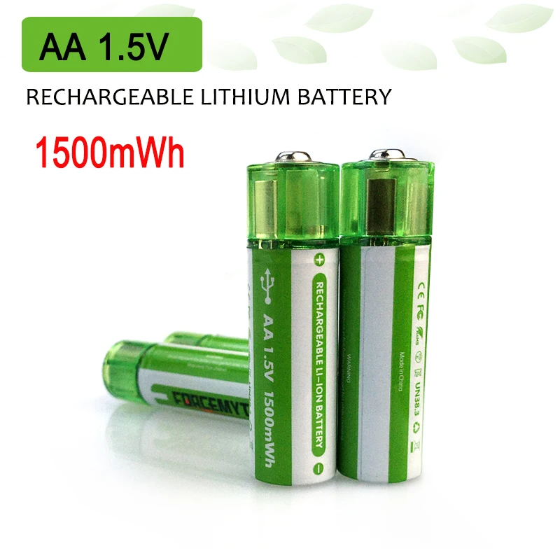 AA 1.5V 1500mWh USB Rechargeable Lithium Battery for Remote Control Mouse Small Fan Electric Toy,USB  Direct Charging