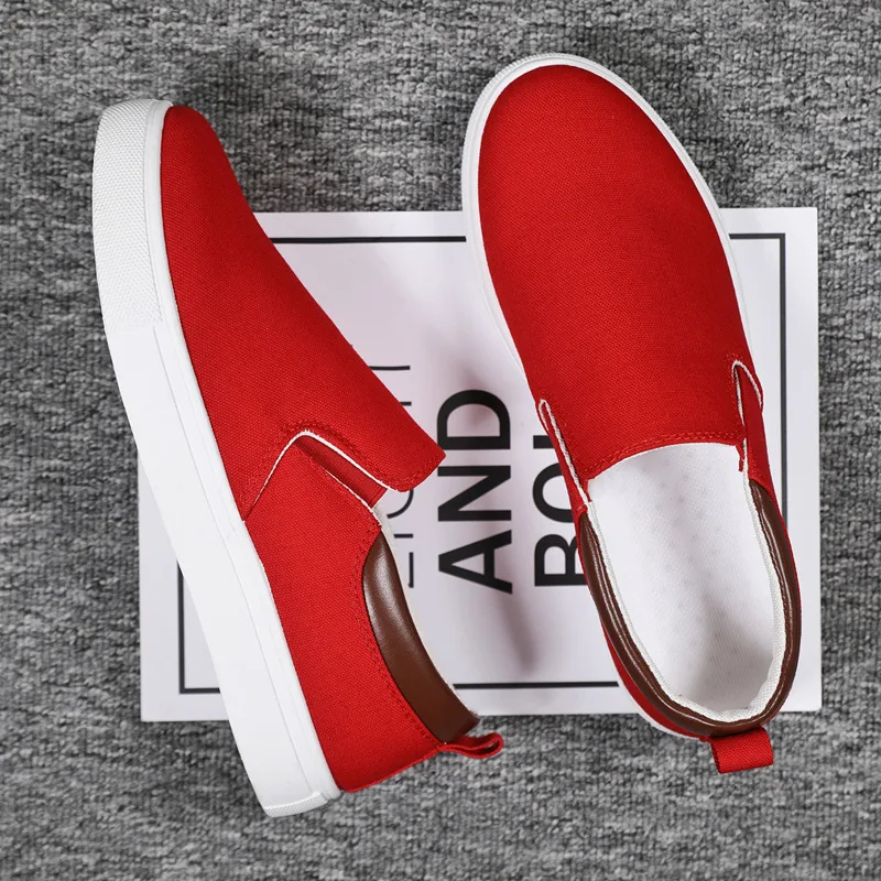Zapatos informales de lona para hombre, zapatillas vulcanizadas sin cordones, informales, sin cuero, 2024