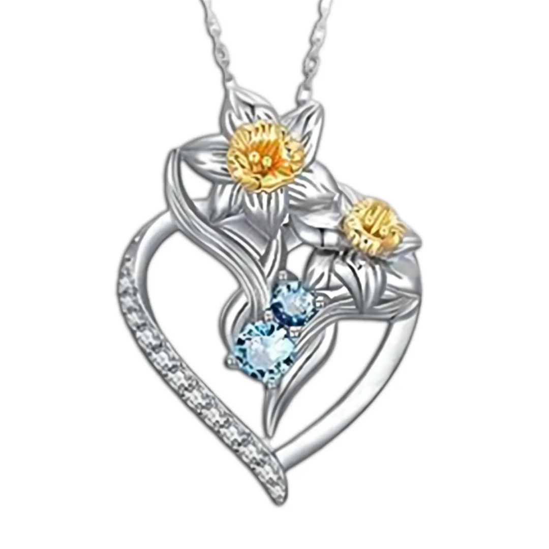قلادة على الطراز الأوروبي والأمريكي الأكثر مبيعًا عبر الحدود أنيقة على شكل قلب ومجموعة صغيرة من قلادة الزركونيا