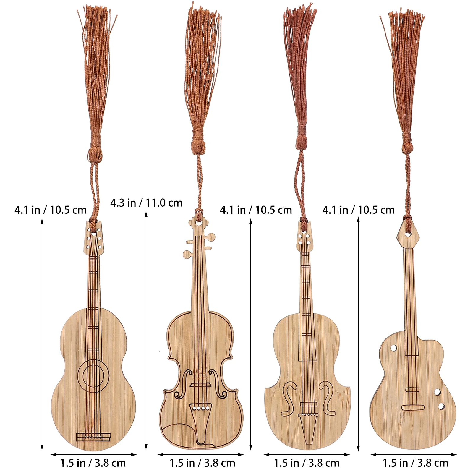 4 Pcs Instrument Bookmark Books Accessories Gift for Teacher Tell Wooden Cat Page Brand Guitar Pendant Students Magnetic Custom