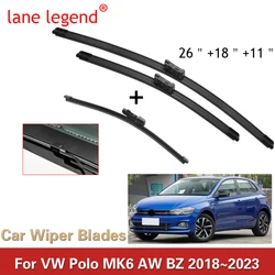 Para Volkswagen VW Polo MK6 AW BZ 2018 ~ 2023 Pára-brisas traseiro Frente Traseiro Set Wiper Blades Acessório de limpeza Hatchback