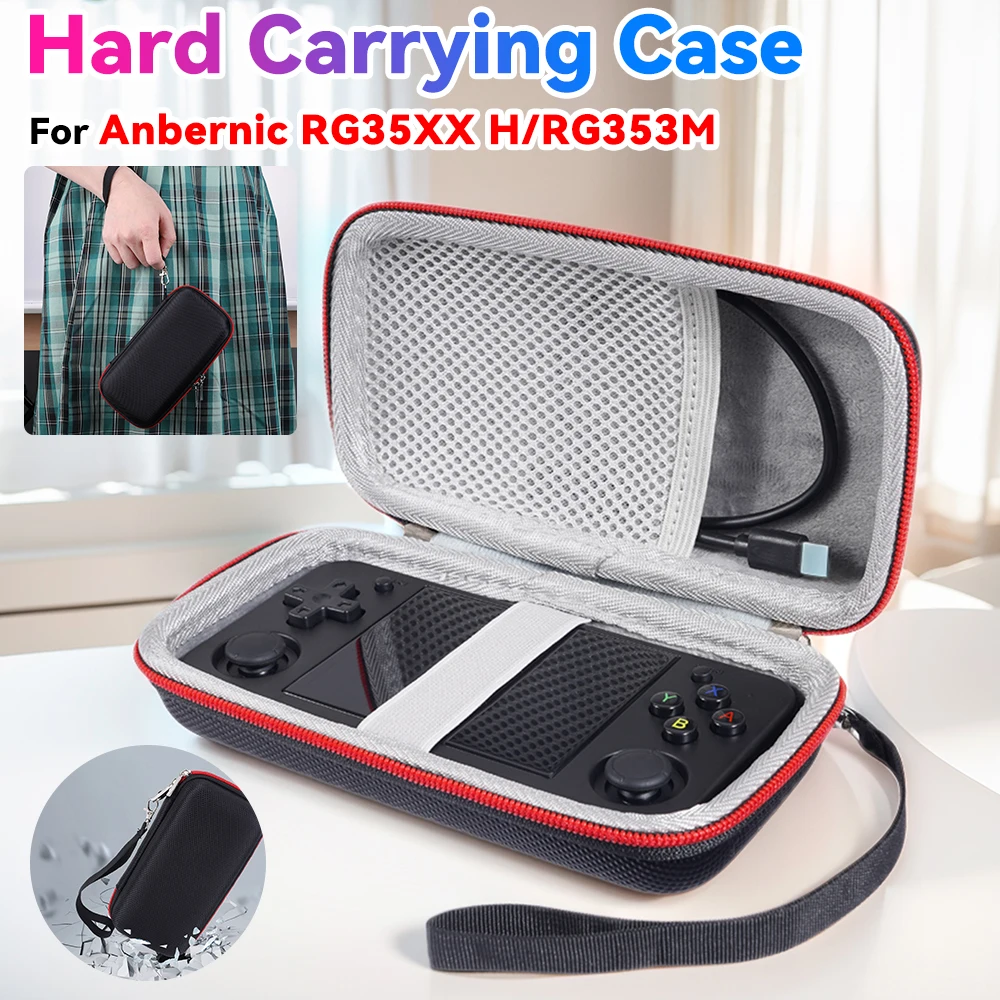 For Anbernic RG35XX H/RG353M Handheld Game Console Hard Carrying Case Shockproof Carrying Bag Anti-Scratch Portable Storage Bag