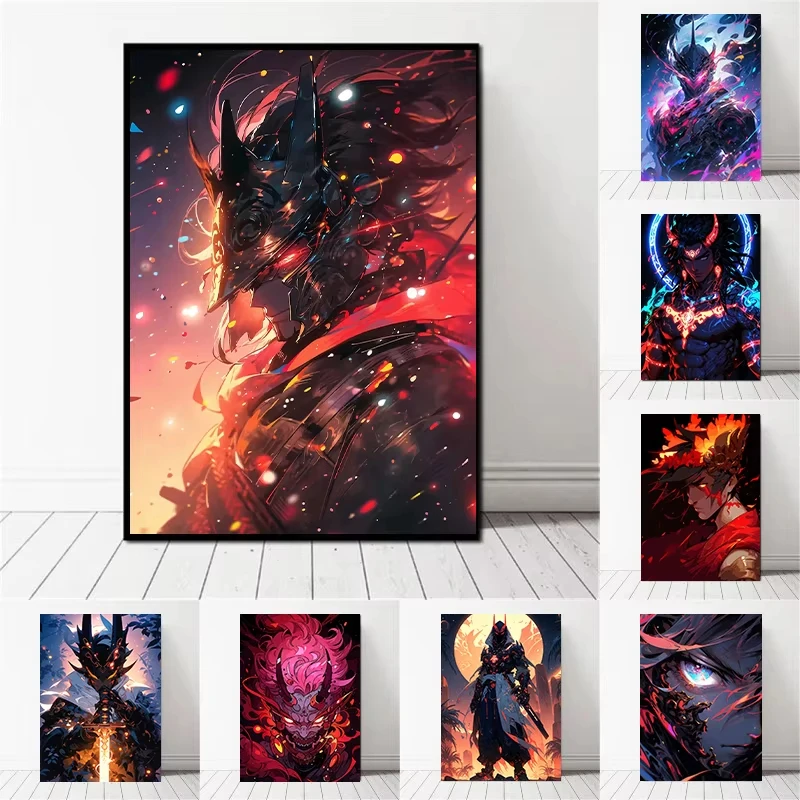 DIY Diamond Painting Kit Armor Warrior Boy Neon Light Anime Mosaic Rhinestone Wall Decor Home Gift Set for Adults