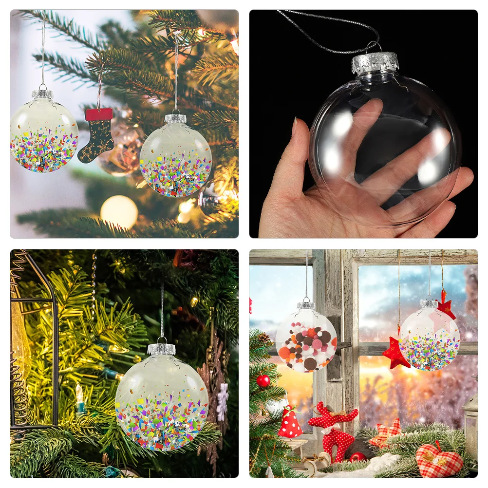 

36pcs Transparent Flat Ball Ornaments Christmas Tree Decorations Xmas Party Hanging Ornaments For Holiday Wedding Birthday
