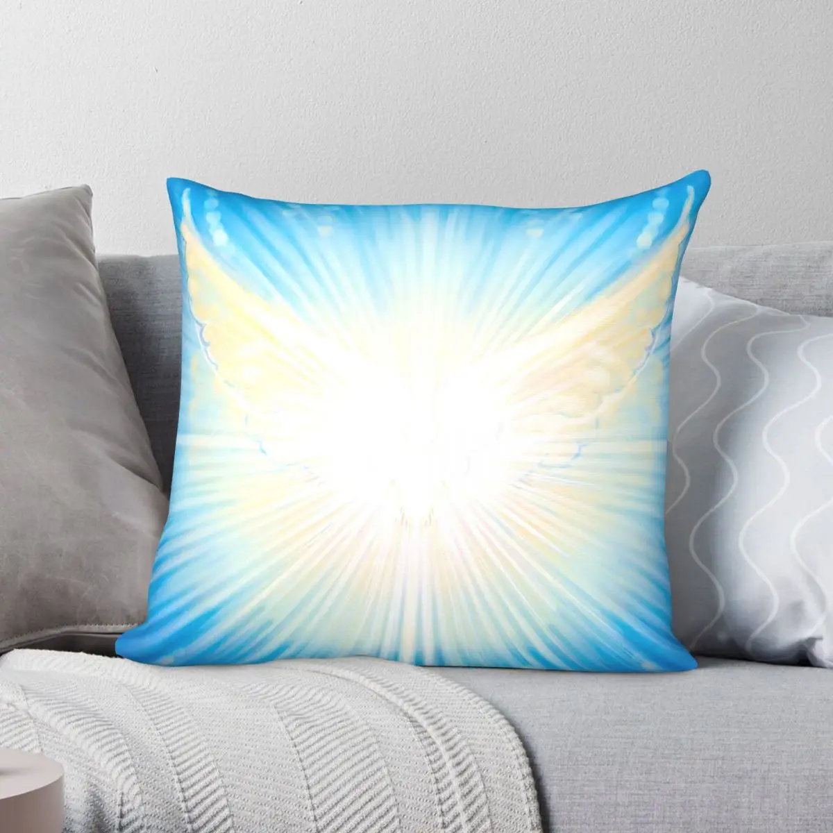 22 Archangels White Angel Wings Square Pillowcase Polyester Linen Velvet Creative Zip Decor Pillow Case Bed Cushion Cover